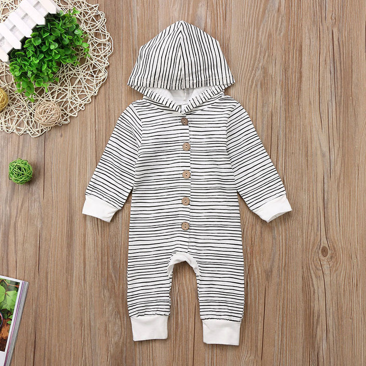 Long-Sleeved Striped Baby Romper