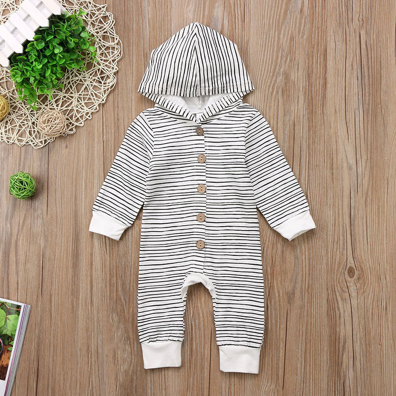 Long-Sleeved Striped Baby Romper