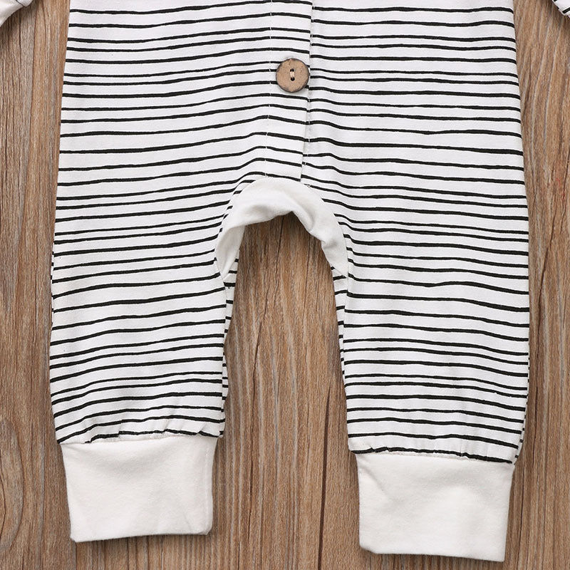 Long-Sleeved Striped Baby Romper