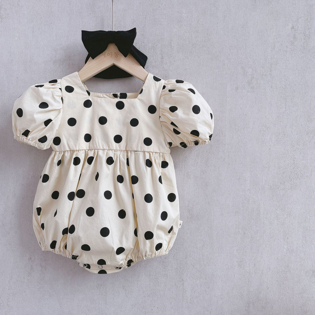 White Polkadot With Bow Romper
