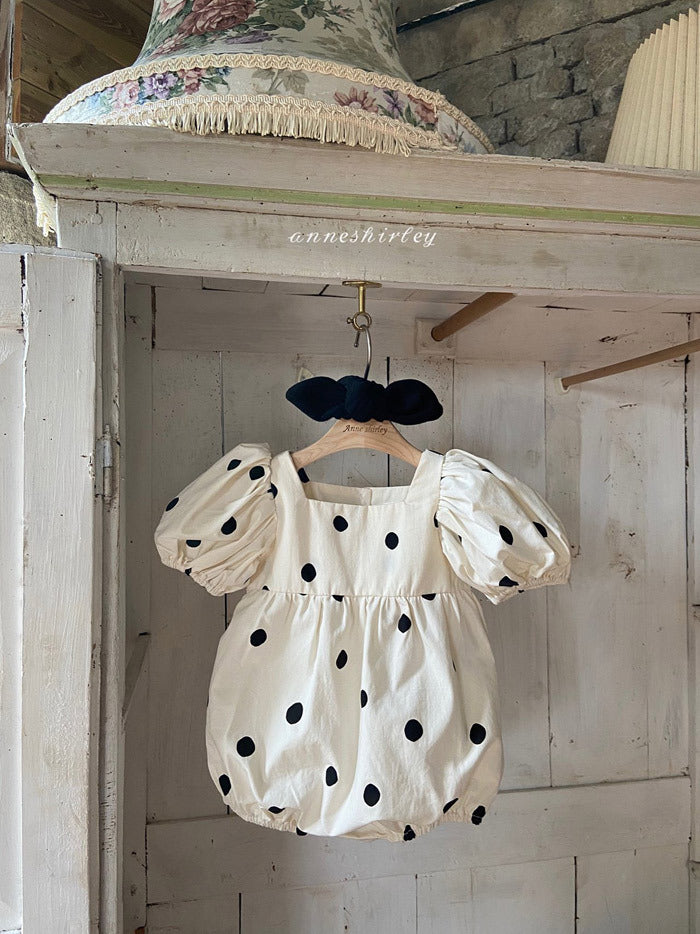 White Polkadot With Bow Romper