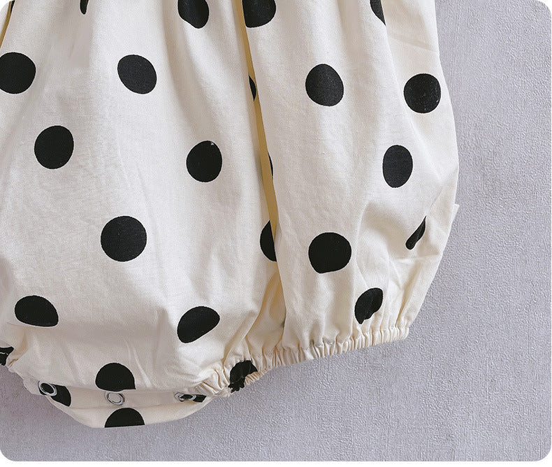 White Polkadot With Bow Romper