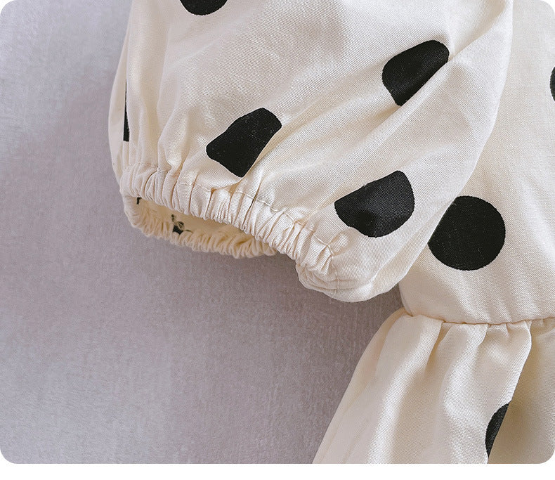 White Polkadot With Bow Romper