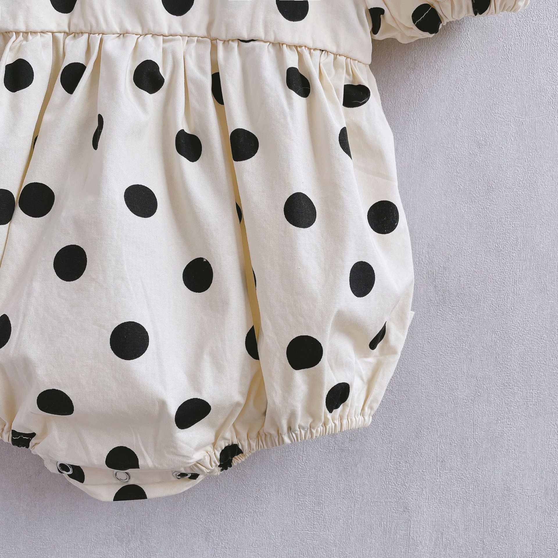 White Polkadot With Bow Romper