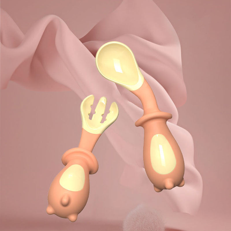 Baby Learn To Eat Training Fork Spoon