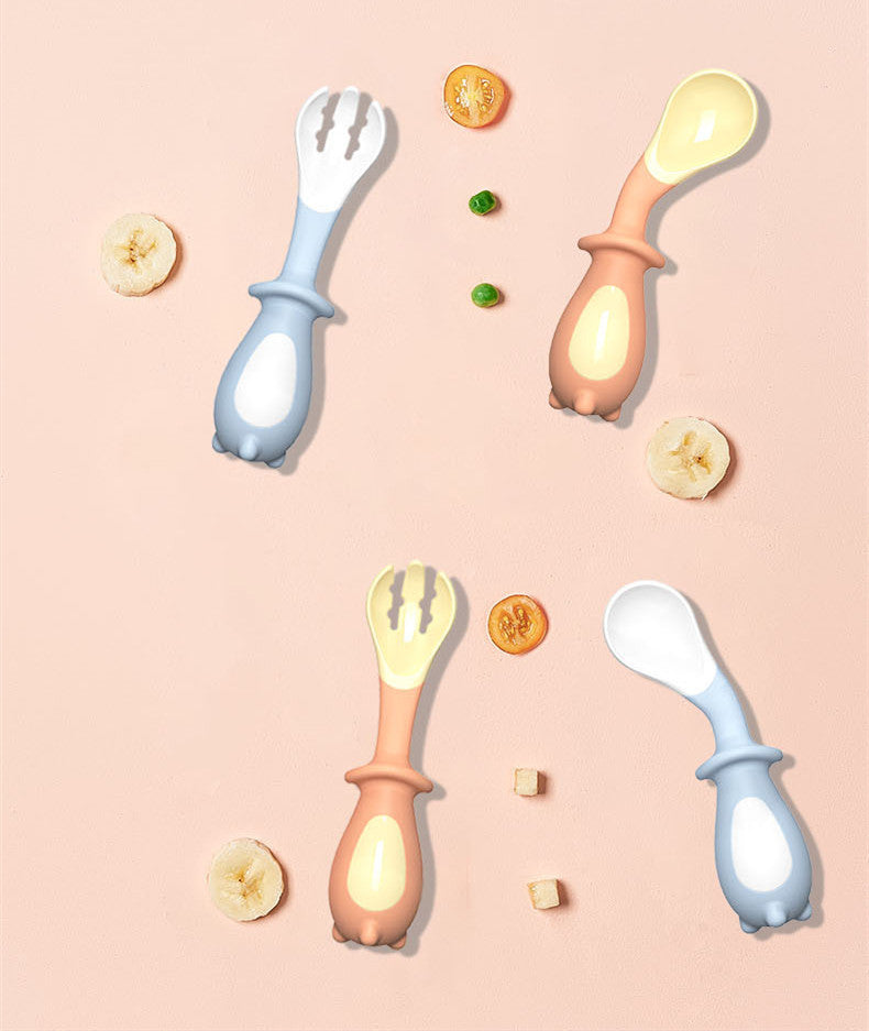 Baby Learn To Eat Training Fork Spoon