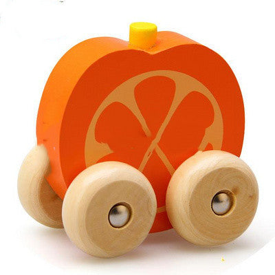 Baby Toys Wooden Fruit Shape Mini Car