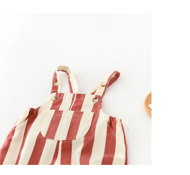 Male And Female Baby Striped Overall Clothing