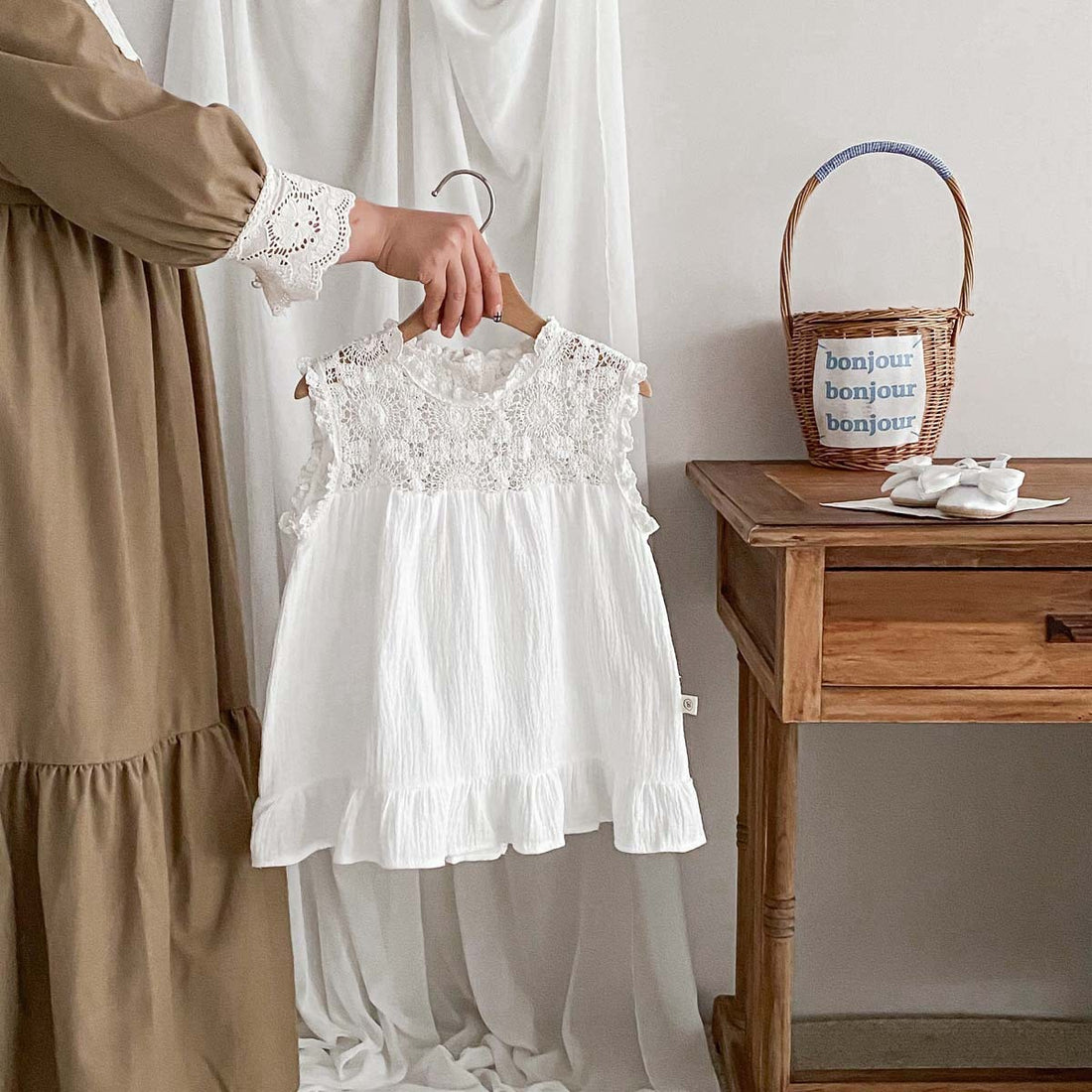 Baby Summer Baby Girl Waffle Lace Romper