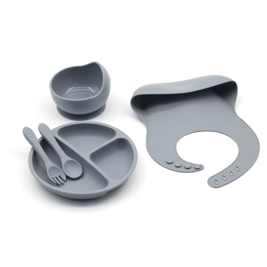 Four-piece Feeding Tableware Baby's Silicone Bib