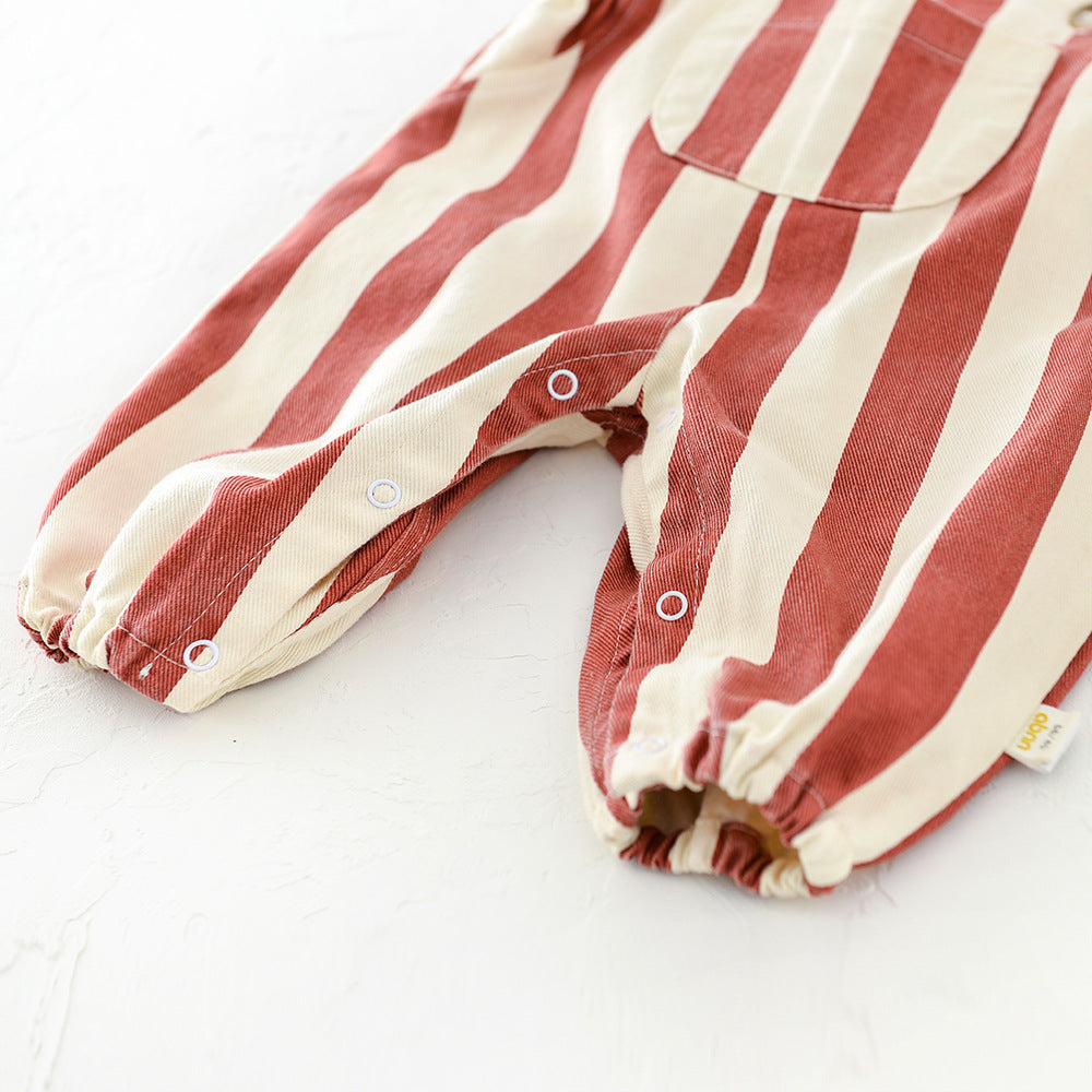 Male And Female Baby Striped Overall Clothing