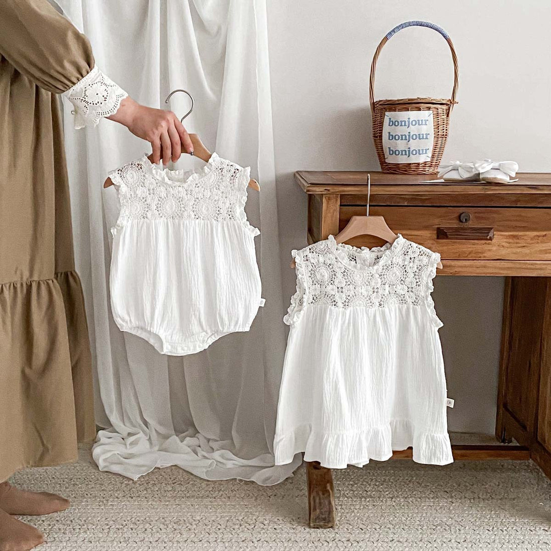 Baby Summer Baby Girl Waffle Lace Romper