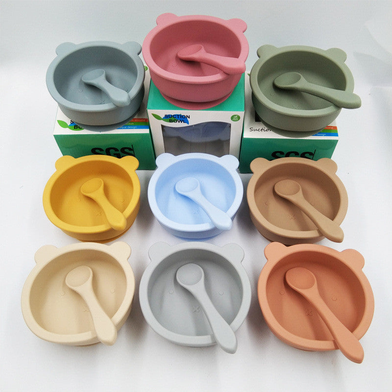 Suction Cup Anti-fall Bear Silicone Baby Bowl
