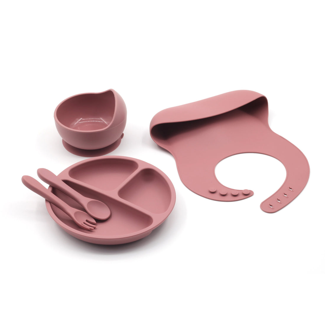 Four-piece Feeding Tableware Baby's Silicone Bib