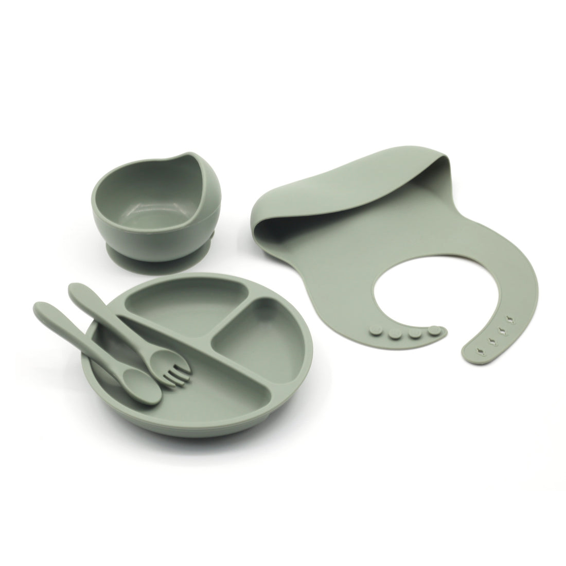 Four-piece Feeding Tableware Baby's Silicone Bib