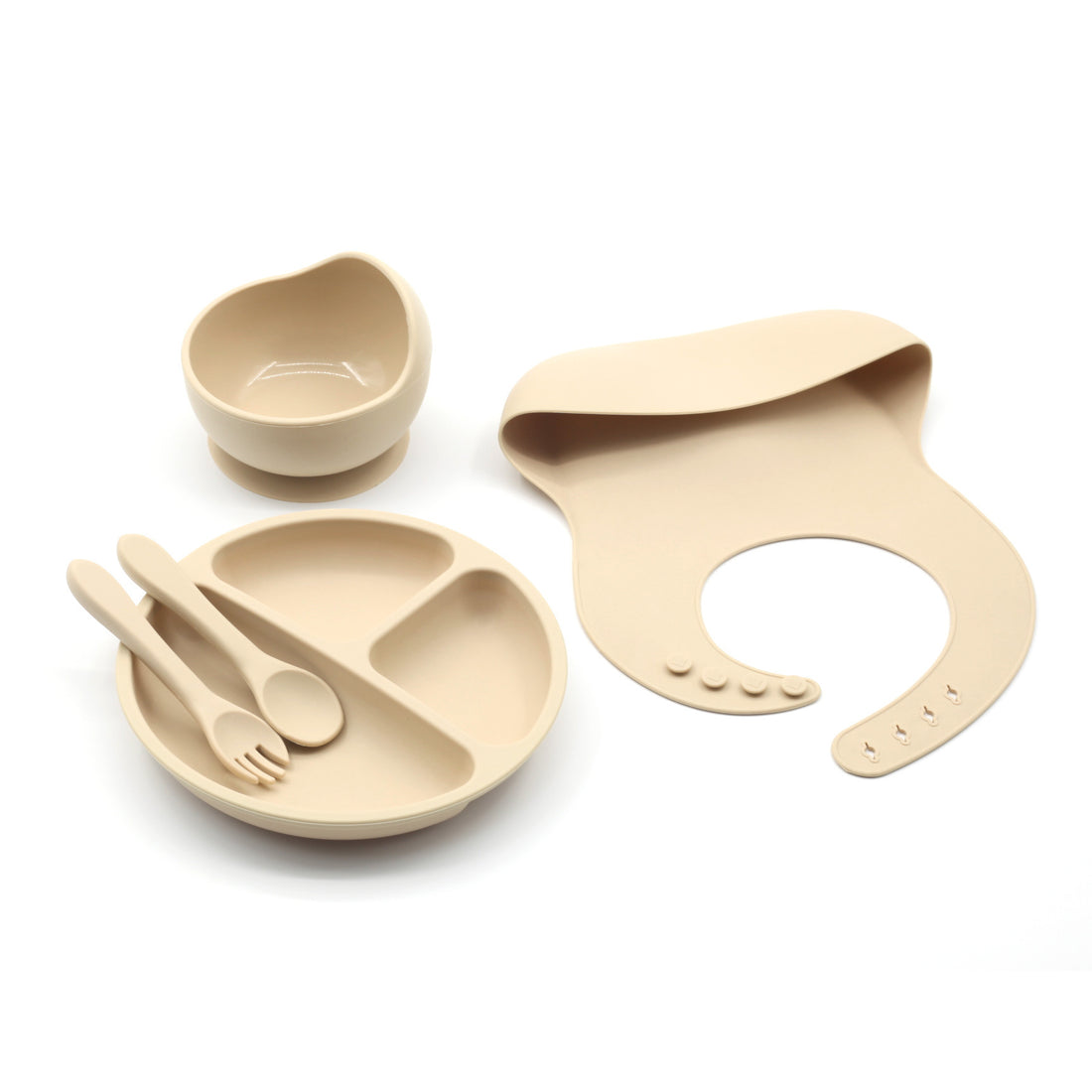 Four-piece Feeding Tableware Baby's Silicone Bib