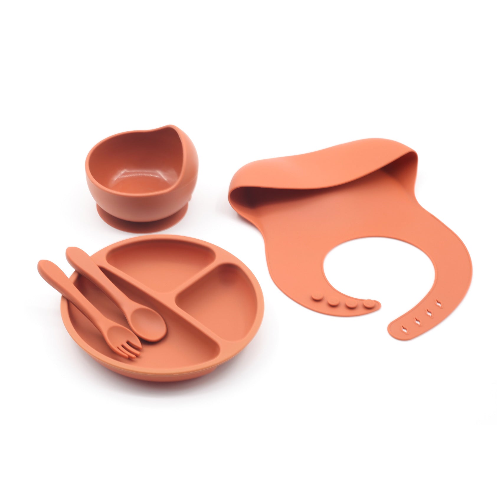 Four-piece Feeding Tableware Baby's Silicone Bib