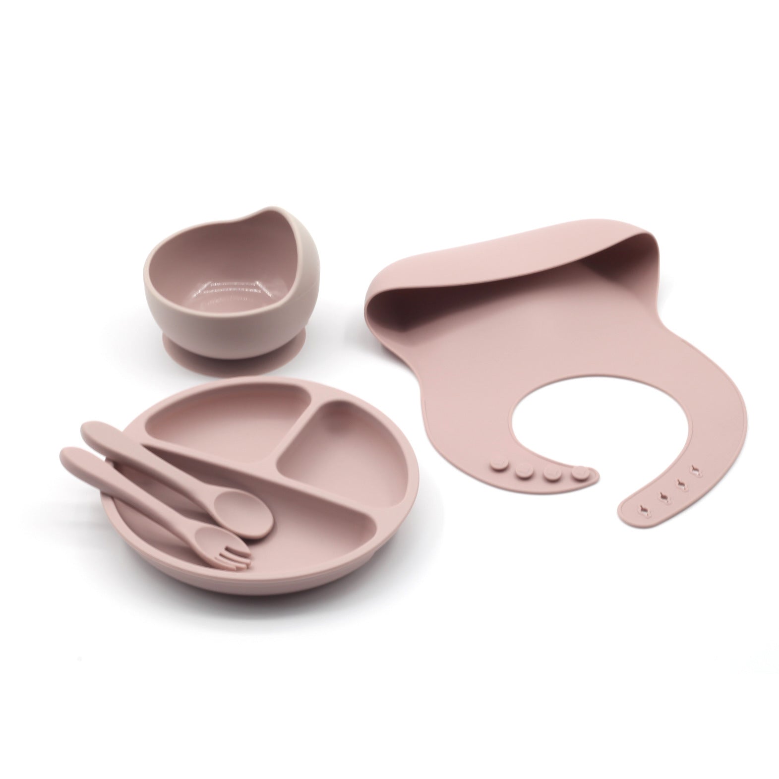 Four-piece Feeding Tableware Baby's Silicone Bib