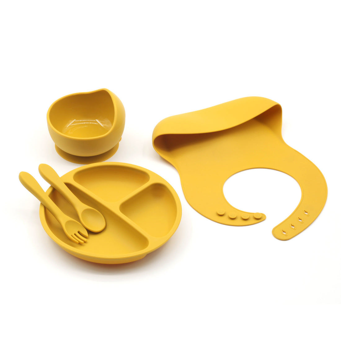 Four-piece Feeding Tableware Baby's Silicone Bib