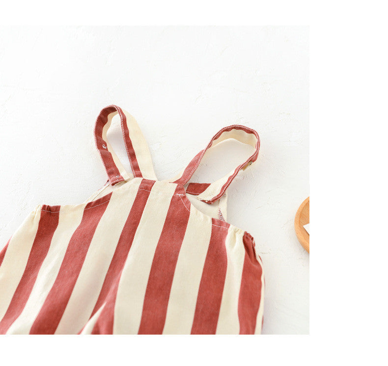 Male And Female Baby Striped Overall Clothing