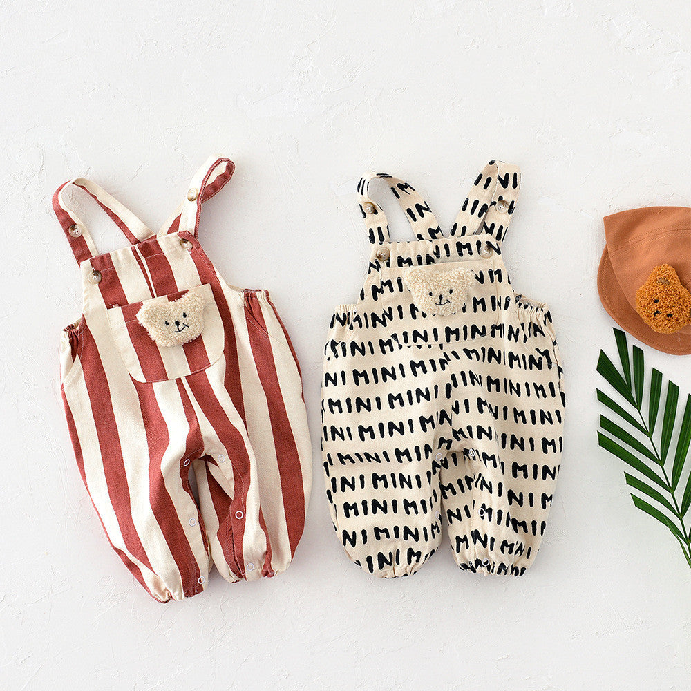 Male And Female Baby Striped Overall Clothing