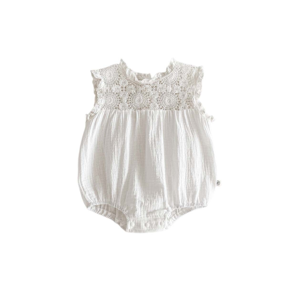 Baby Summer Baby Girl Waffle Lace Romper
