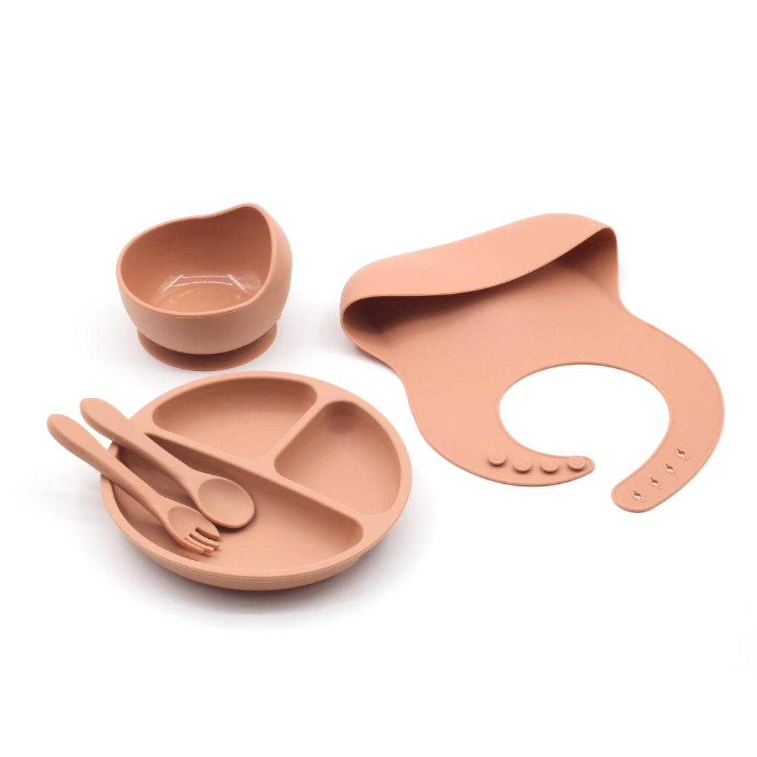 Four-piece Feeding Tableware Baby's Silicone Bib