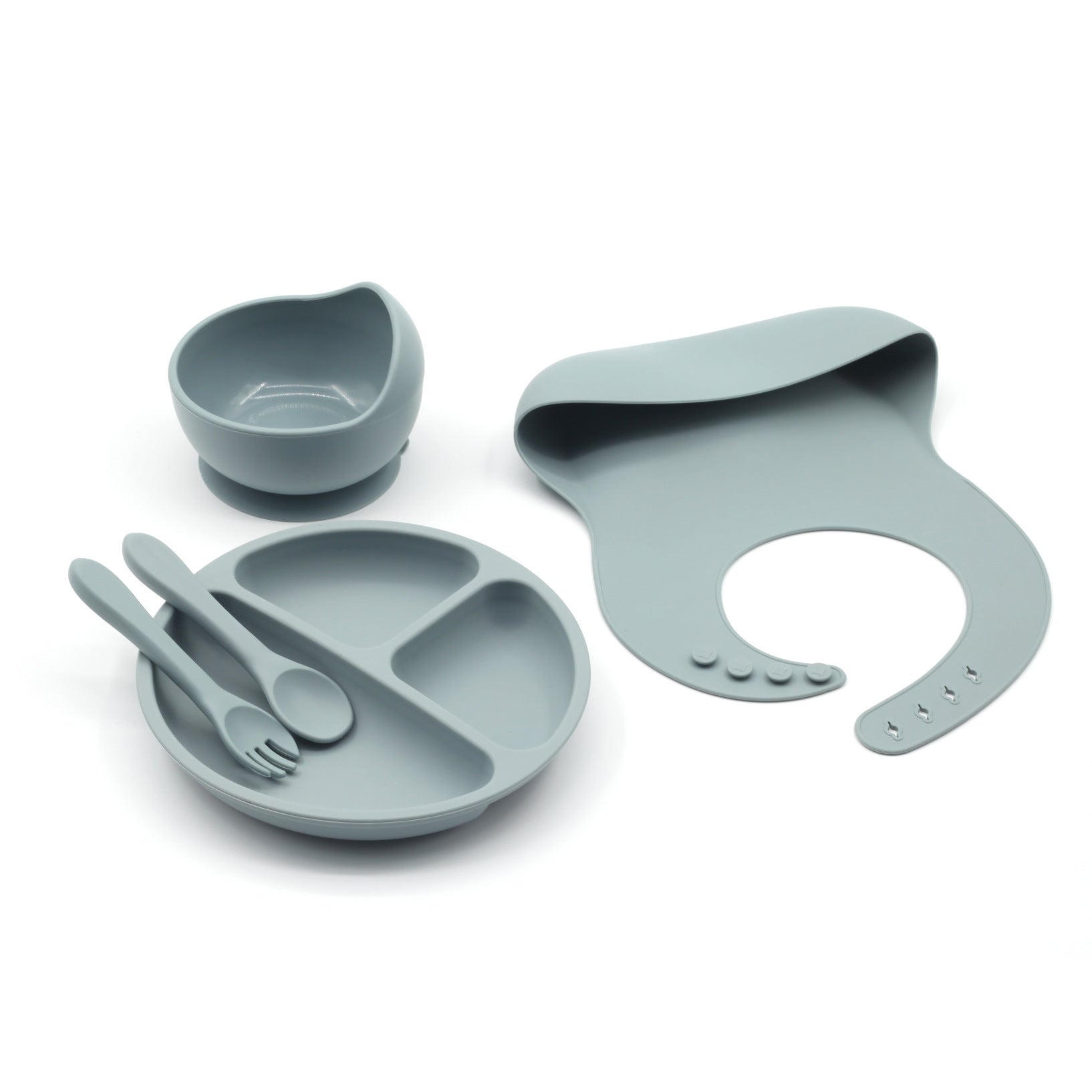 Four-piece Feeding Tableware Baby's Silicone Bib